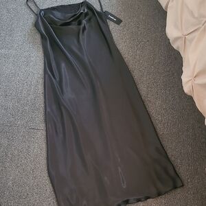 Elegant Black Satin Slip Dress
